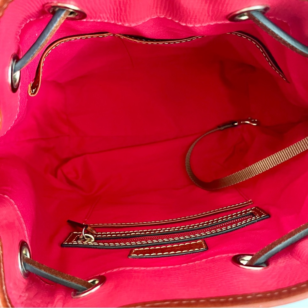 Dooney & Bourke Deep Coral Raspberry Leather Bucket Bag - Picture 8 of 10